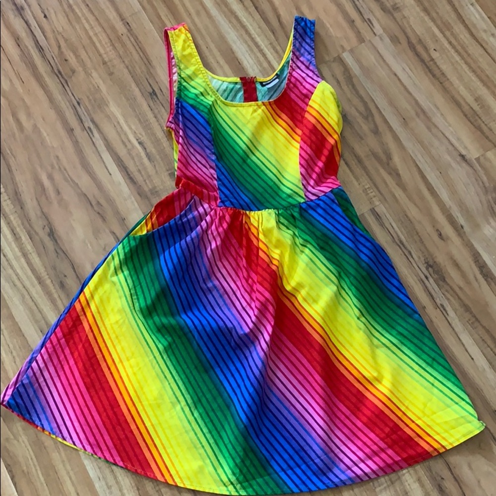 Rainbow striped Retrolicious Dress with pockets